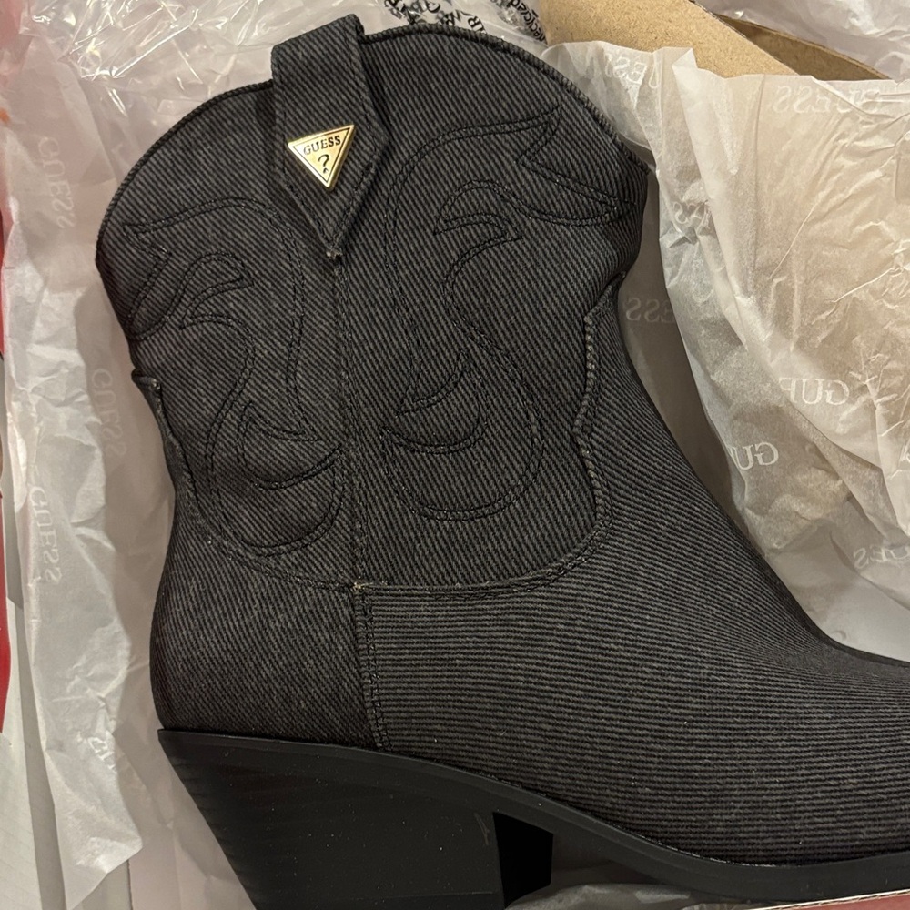 GUESS Charcoal Heeled Western Boots